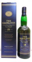 [WHISKY]. THE GLENLIVET 18 YEARS OLD SPEYSIDE SINGLE MALT one bottle (43%, 70cl), boxed.