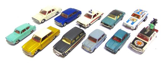 ELEVEN DIECAST MODEL CARS circa 1960s-70s, by Corgi (6), and Dinky (5), variable condition,