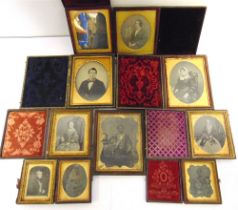 [PHOTOGRAPHS] Ten assorted daguerreotype and ambrotype portrait photographs, each in a leather