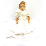 A WAX SHOULDER HEAD DOLL, POSSIBLY BY PIEROTTI late 19th century, with a cropped blonde wig, fixed