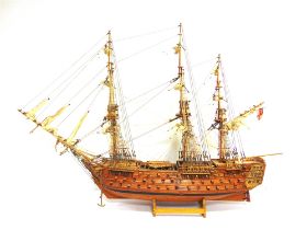 A MODEL OF THE ROYAL NAVY 104-GUN FIRST RATE SHIP OF THE LINE 'H.M.S. VICTORY' of principally wood