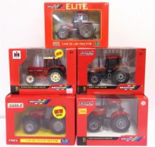 FIVE 1/32 SCALE BRITAINS MODEL TRACTORS comprising a No.42343, Case IH Maxxum 125; No.42012, Case IH