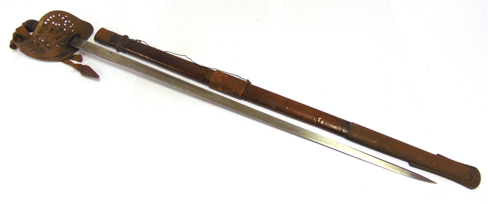 A BRITISH 1897 PATTERN OFFICER'S SWORD by Robert Mole, the 82cm straight polished blade etched - Image 2 of 4