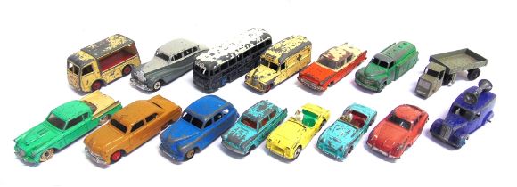 FIFTEEN DINKY DIECAST MODEL VEHICLES circa 1950s-60s, variable condition, generally playworn, all