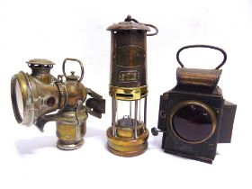 THREE ASSORTED LAMPS comprising a J. & R. Oldfield, Birmingham 'Dependence' No.540 vehicle tail