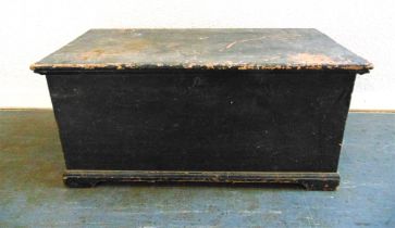 A VICTORIAN EBONIZED PINE BLANKET BOX 46cm high, 96cm wide, 47cm deep.