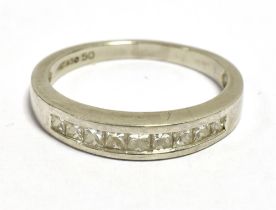 PLATINUM AND DIAMOND Half band eternity ring, ring size O, Weight 4.4g. Shank marked PLAT 950