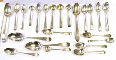 ASSORTED SILVER SERVING SPOONS Tea spoons, salt spoons etc to include 19th Century and bright cut