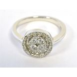 ILIANA 18K WHITE GOLD DIAMOMND HALO RING the mixed cut diamond circular halo measuring approx 11mm