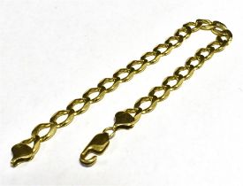 9CT GOLD CURBLINK BRACELET Length 22cm curblink bracelet, length 22cm approx, width 7mm, weight