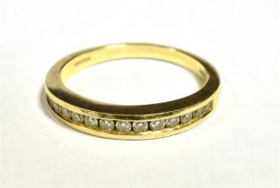 14KT GOLD DIAMOND HALF ETERNITY BAND Ring size O 3/4, Weight 3g