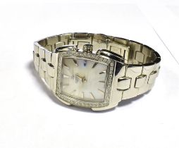 LA LANDINOU DIAMOND BEZEL LADIES WRISTWATCH (boxed and cased) signed pearlised dial, diamond set