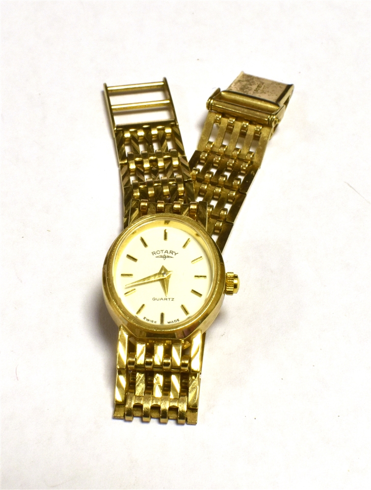 9CT GOLD LADIES ROTARY WRISTWATCH (QUARTZ) Clasp marked 9.375 currently not working, ladder clasp - Image 2 of 2