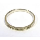 18K WHITE GOLD DIAMOND SET HALF ETERNITY RING ring size P, weight 2g