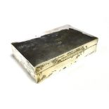 SILVER CIGARETTE BOX Inlaid with wood, measurement 14 x 9 x 3.4cm. Hallmarked sheffield, date letter