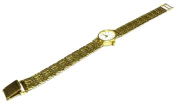 9CT GOLD LADIES ROTARY WRISTWATCH (QUARTZ) Clasp marked 9.375 currently not working, ladder clasp