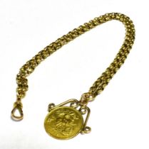 1904 EDWARD VII GOLD HALF SOVEREIGN SCROLL MOUNTED Suspended from a Belcher chain and Albert