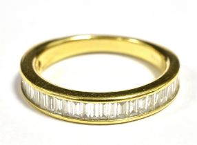ILIANA 18K BAGUETTE DIAMOND Half eternity Band, ring size P , Weight 4.5g approx
