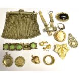 A COLLECTION OF VINTAGE COSTUME JEWELLERY To include three silver west Somerset K.O Cup medals (