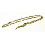 9CT GOLD BELCHER CHAIN With an attached horn of plenty pendant in yellow metal (unmarked) chain