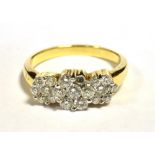 ILIANA 18K DIAMOND CLUSTER RING One Diamond missing, ring size O, Weight 5.4g A/F