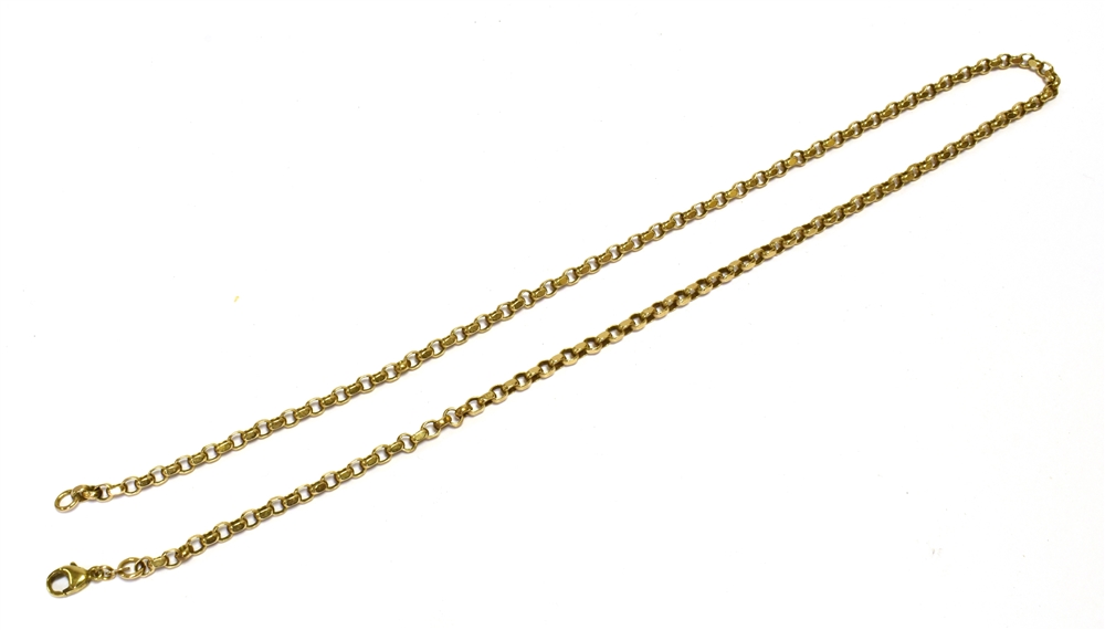 9CT GOLD BELCHER LINK CHAIN 42cm long x 3.3mm wide, with a parrot beak clasp. Stamped 9KT Italy.