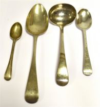 ANTIQUE SILVER SPOONS One Georgian Hanoverian pattern provincial serving spoon, hallmarked Exeter