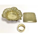 ANTIQUE SILVER ITEMS To include a Victorian silver floral and foliate pierced bon bon dish.