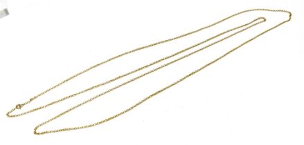 ANTIQUE 9CT GOLD GUARD CHAIN 1.58cm long, 2.3mm wide, oval belcher link chain, bolt ring clasp,