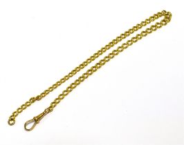 ANTIQUE 9CT GOLD CHAIN 39cm long, graduated curb link chain, 4.6-7.4mm, with Albert clip, stamped