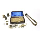 ANTIQUE SILVER ITEMS To include; an engraved silver calling card case, with original fitted