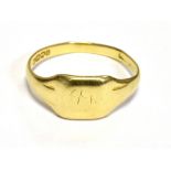 ANTIQUE 18CT GOLD SIGNET RING 8.8mm wide head, ring size U. Hallmarked 18 Birmingham 1860. Weight