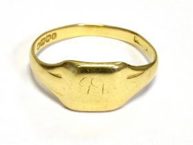 ANTIQUE 18CT GOLD SIGNET RING 8.8mm wide head, ring size U. Hallmarked 18 Birmingham 1860. Weight