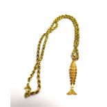 9CT GOLD CHAIN & FISH PENDANT Rope link chain, 42cm long x 3.0mm wide, hallmarked 375, with a 9ct