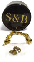 DESIGNER 9CT GOLD TIGERS EYE BRACELET By goldsmiths Stear & Bright, 16cm long, with six bezel set