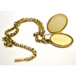 ANTIQUE 9CT GOLD CHAIN & LOCKET Belcher link chain, 44cm long, with chenier and bayonet clasp, 9ct