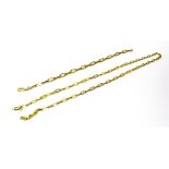 9CT GOLD NECKLACE & BRACELET Oval fetter link chain necklace, 50cm long and matching bracelet,