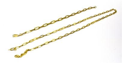 9CT GOLD NECKLACE & BRACELET Oval fetter link chain necklace, 50cm long and matching bracelet,