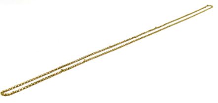ANTIQUE 9CT GOLD GUARD CHAIN 120cm long, 3.5mm wide, round belcher links, with bolt ring clasp, with
