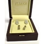 DIAMOND SET STUD EARRINGS All set in 18ct gold and to include; a pair of marquise shaped grain set