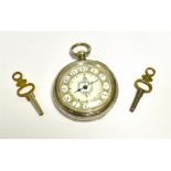 VICTORIAN SILVER POCKET WATCH 40.0mm diameter open face case, finely chased and engraved with