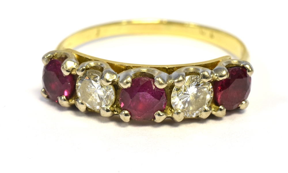 RUBY & DIAMOND ETERNITY RING Set in 18ct gold with good quality round cut rubies, estimated to total