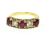 RUBY & DIAMOND ETERNITY RING Set in 18ct gold with good quality round cut rubies, estimated to total