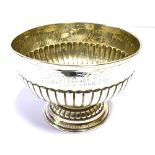 EDWARDIAN SILVER ROSE BOWL Stands 13cm tall, with gadrooned pedestal and bowl, engraved 'Essex Yacht