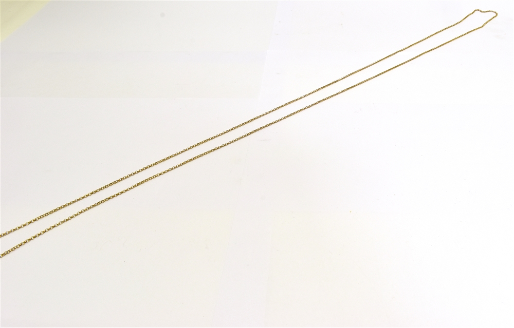 ANTIQUE 9CT GOLD GUARD CHAIN 1.58cm long, 2.3mm wide, oval belcher link chain, bolt ring clasp, - Bild 2 aus 2