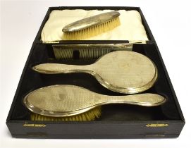 SILVER MOUNTED DRESSING TABLE SET Circa 1920's, silver mounted complete dressing table set in