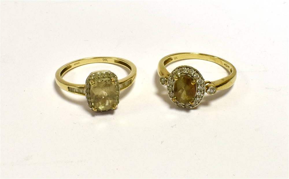 9CT GOLD TURKIZITE & DIAMOND RINGS Round brilliant and single cut diamonds surrounding reportedly