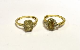 9CT GOLD TURKIZITE & DIAMOND RINGS Round brilliant and single cut diamonds surrounding reportedly