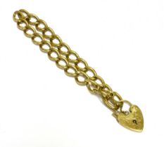 9CT GOLD CURB LINK BRACELET 22cm long x 8.9mm wide, solid curb link chain secured by a 1.8cm wide,