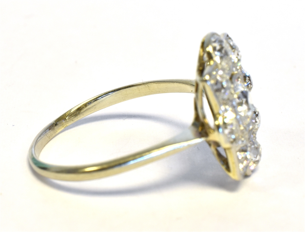 ART DECO & ESTATE CUT DIAMOND RING Set in platinum, pierced geometric mount, mille grain set with - Image 3 of 3